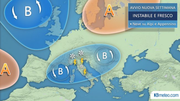 Previsioni meteo, da oggi freddo e persino neve in montagna