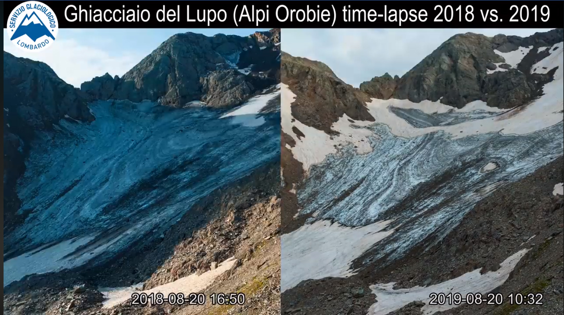 VIDEO SHOCK: ecco quanto si scioglie in un anno un ghiacciaio in Lombardia