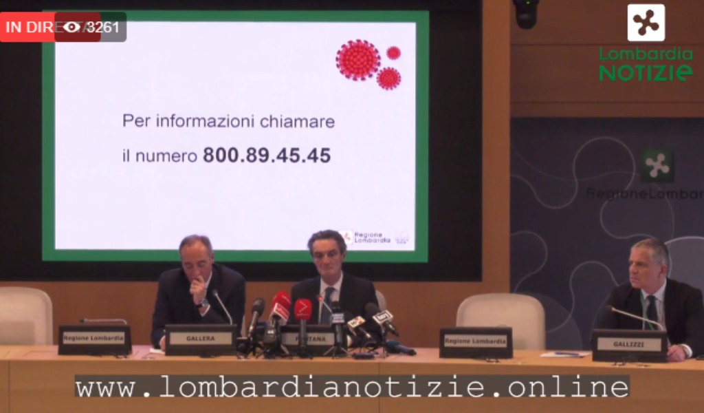 Aggiornamenti da Regione Lombardia sulla situazione Coronavirus DIRETTA VIDEO