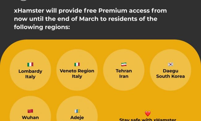 Il sito per adulti xHamster lancia l’idea: porno gratis per chi è in quarantena