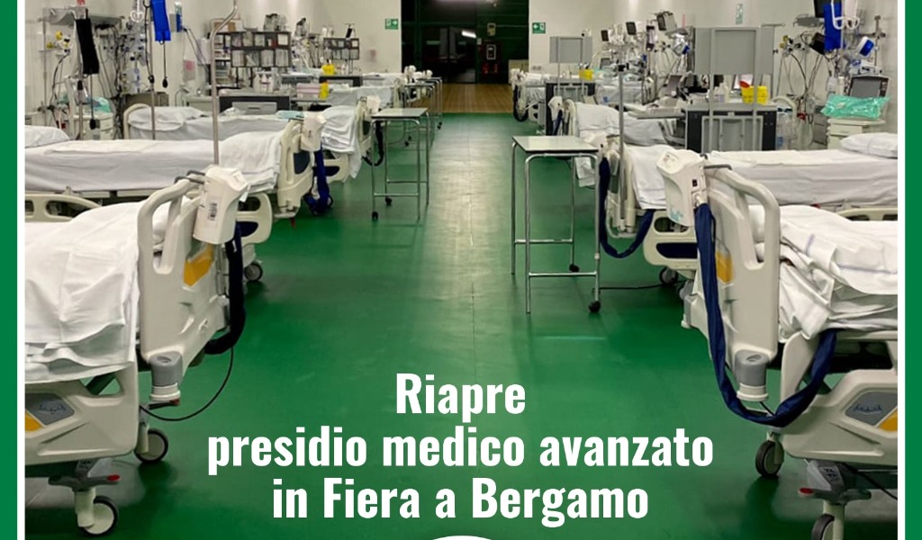 Riaperto l’ospedale in Fiera a Bergamo: personale sanitario di Mantova presente