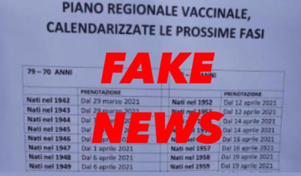 Attenzione alla fake news sulla calendarizzazione dei vaccini per chi ha meno di 80 anni
