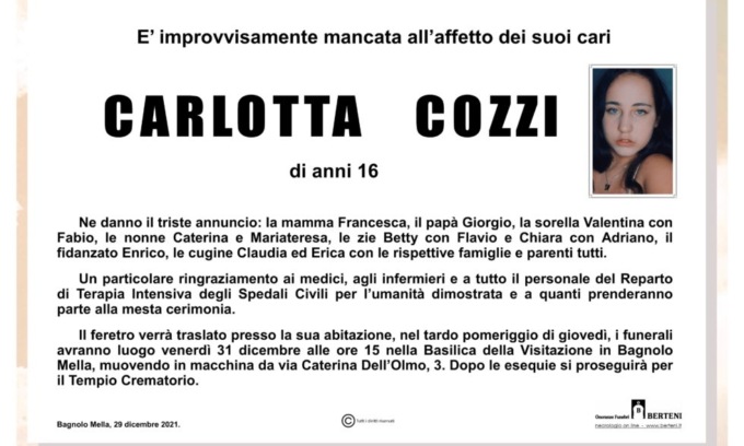 Carlotta muore all’improvviso a 16 anni: i suoi organi regaleranno nuova vita
