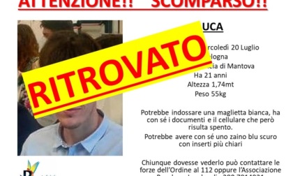 Sollievo: ritrovato Luca, 21enne scomparso da Suzzara