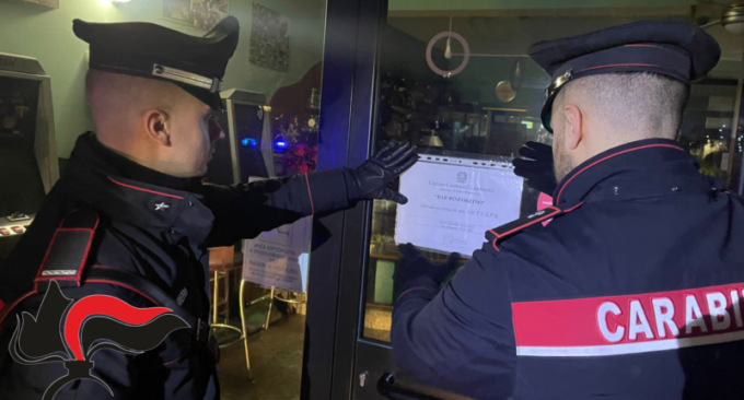 Porto Mantovano: chiuso dai carabinieri un bar frequentato da pregiudicati