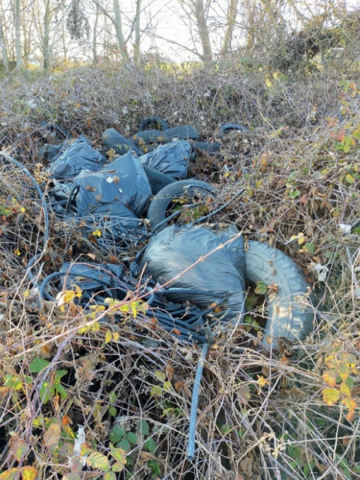 Discarica abusiva in una corte abbandonata in una frazione di Gonzaga