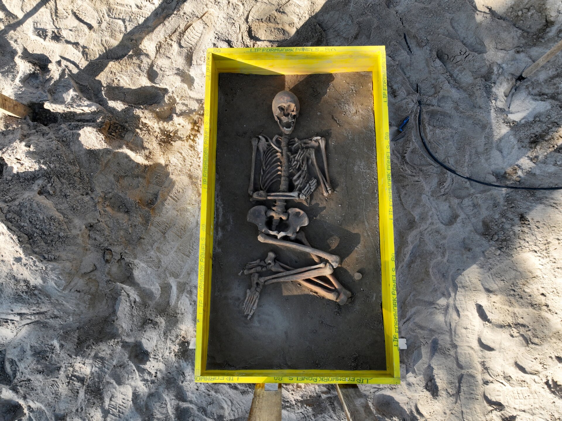 Uno degli scheletri rinvenuti a San Giorgio Bigarello
