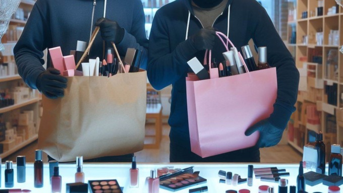 Falliscono un furto nel negozio di cosmetici e scappano, il direttore li insegue e per poco non viene investito