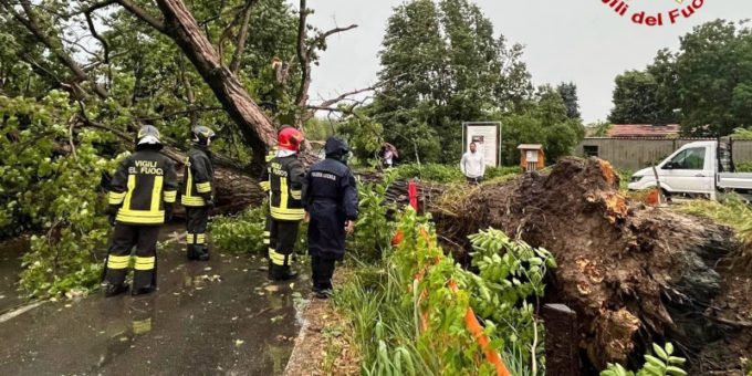 Tromba d’Aria si abbatte su Mantova e Provincia, alberi sradicati e tegole a terra