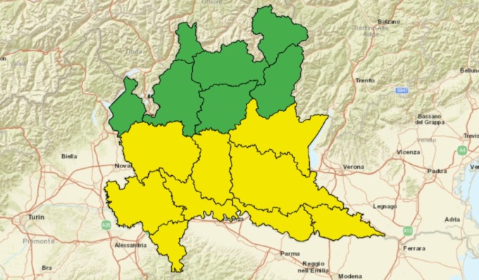 Allerta meteo gialla per rischio temporali in provincia di Mantova