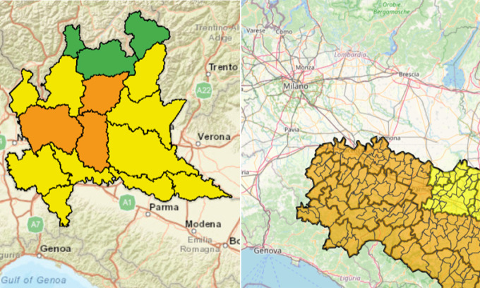 Pioggia a dirotto sulla Lombardia e fiumi a rischio (ma l’allerta arancione è al di là del Po, da noi resta gialla)