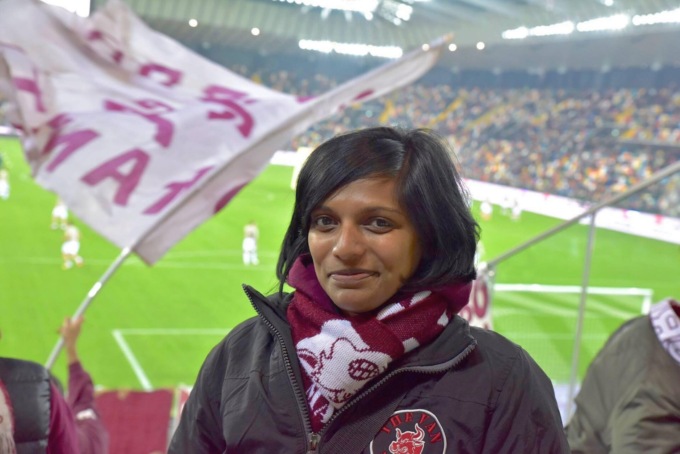 La 37enne Bridget Biancardi allo stadio per una partita del Torino (foto da Facebook)