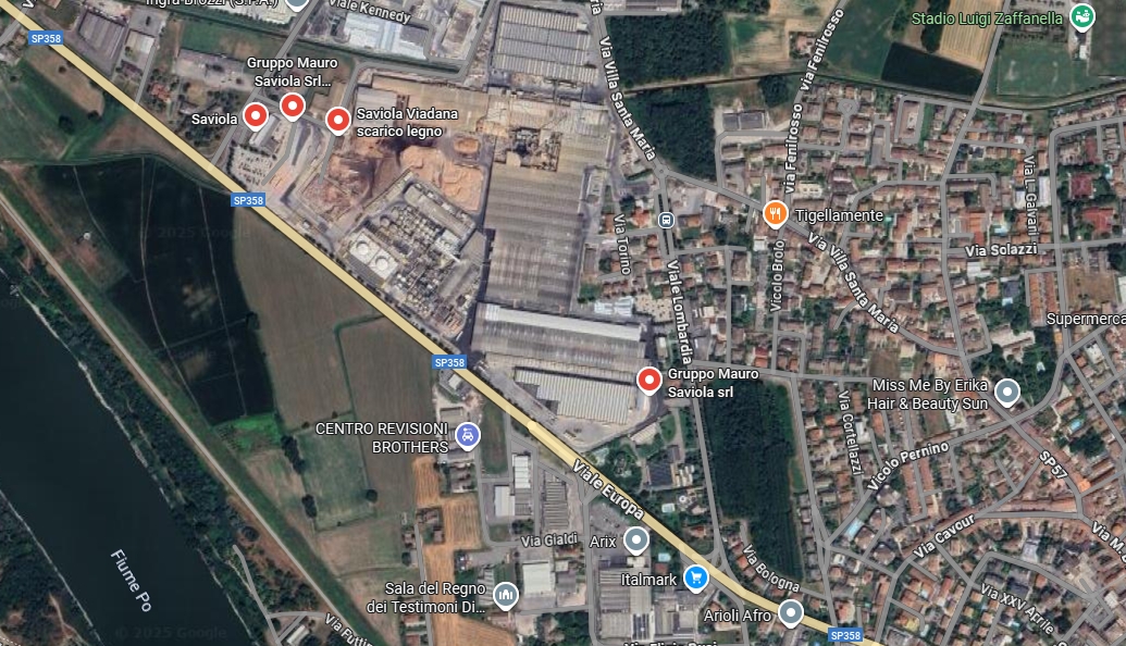 La zona dove si trova la sede del Gruppo Saviola di Viadana (clicca sull'immagine per navigare nella mappa)