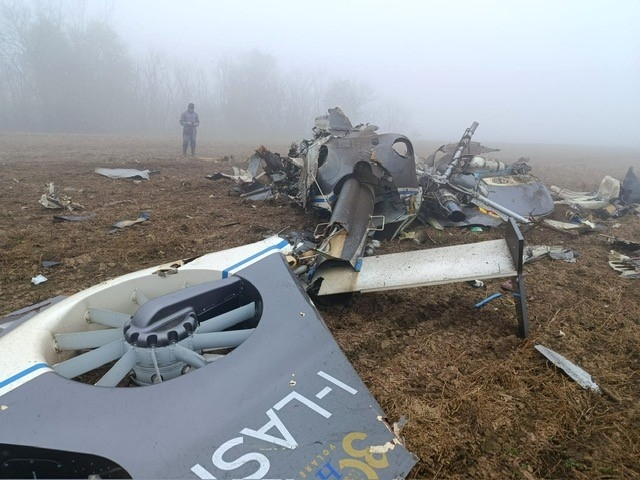 Un immagine dei resti del velivolo