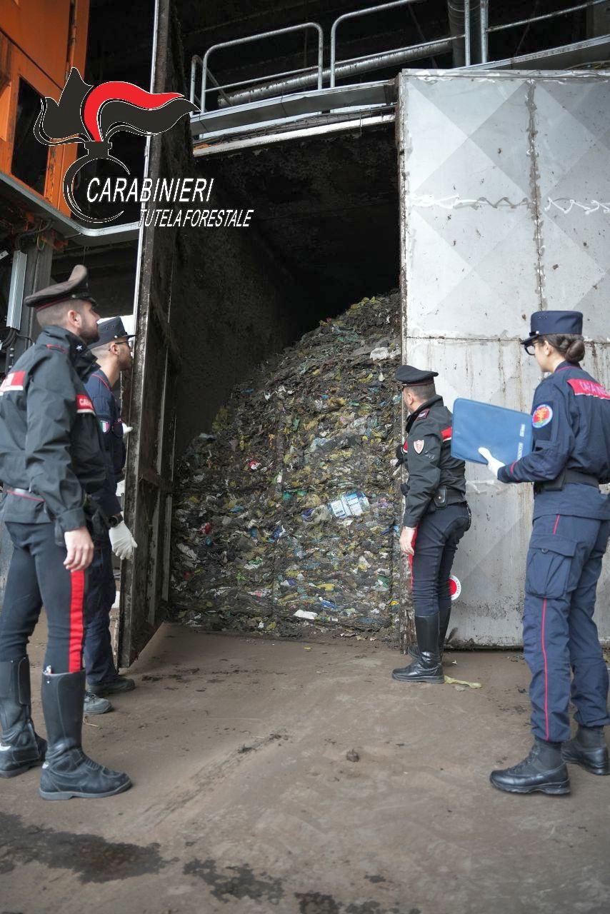 Un momento degli accertamenti da parte dei Cc durante il sequestro