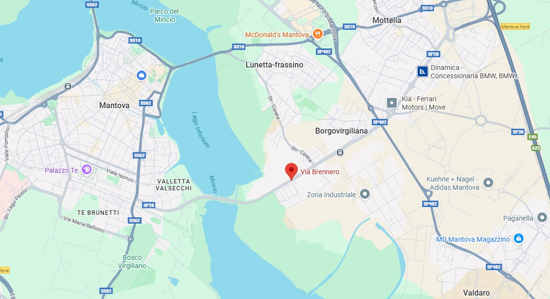 La zona dove si trova via Brennero a Mantova (clicca sull'immagine per navigare nella mappa)