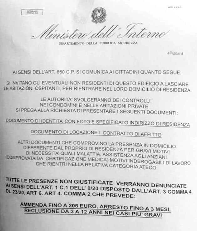 Un'immagine del falso volantino del Ministero dell'Interno che tra realtà e social circola ormai da anni