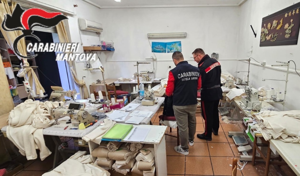 Controllo dei Carabinieri scopre gravi irregolarità in laboratorio tessile a Curtatone