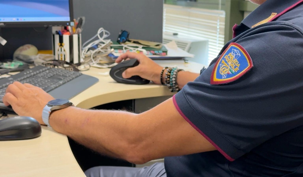 Operatore della Polizia Postale al computer, immagine della fonte